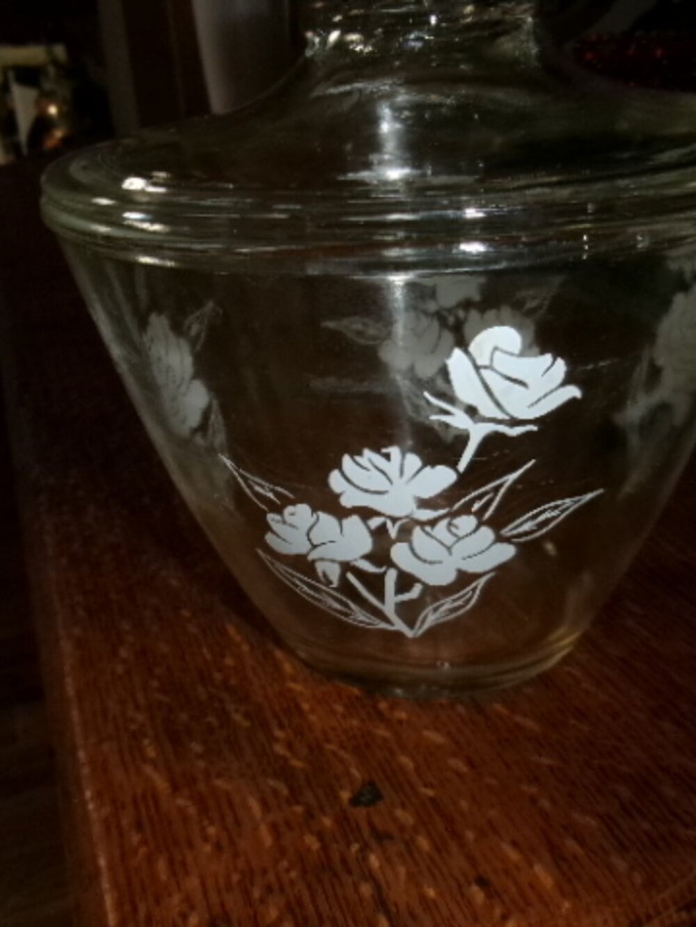 vtg Fireking Grease jar and lid painted roses rare piece